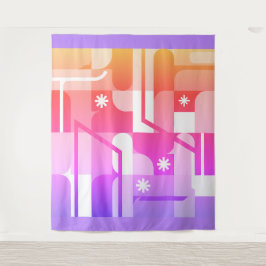 fluorescerend pastel geometrisch patroon wandtapij wandkleed