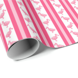 Fluorescerend Roze Dodo Streep Cadeaupapier