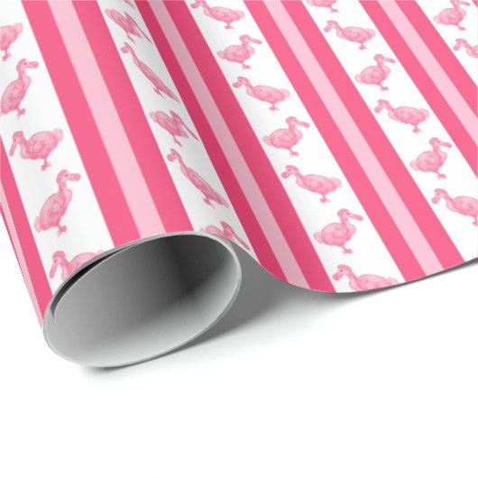 Fluorescerend Roze Dodo Streep Cadeaupapier (Rol Hoek)