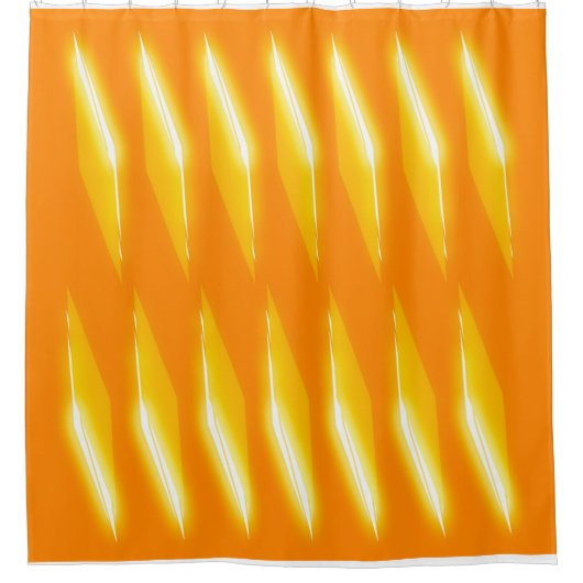 Fluorescerend Sinaasappel en wit Rhombus-patroon Douchegordijn (Voorkant)