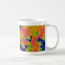 fluorescerende bloemen koffiemok