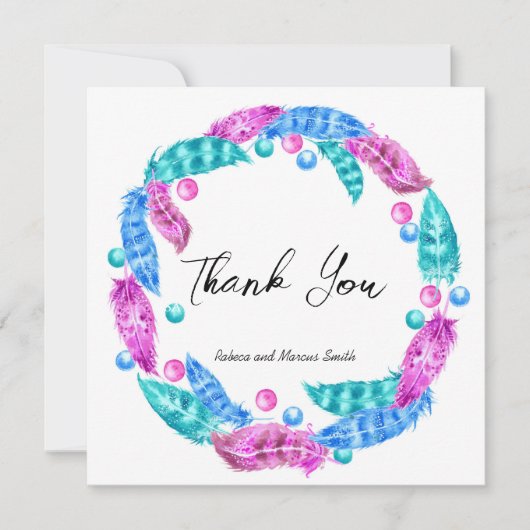 Fluorescerende boho krans, elegant van levendige k bedankkaart (Voorkant)