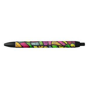 Fluorescerende Cartoon Grappige Gezichten Tekening Zwarte Inkt Pen