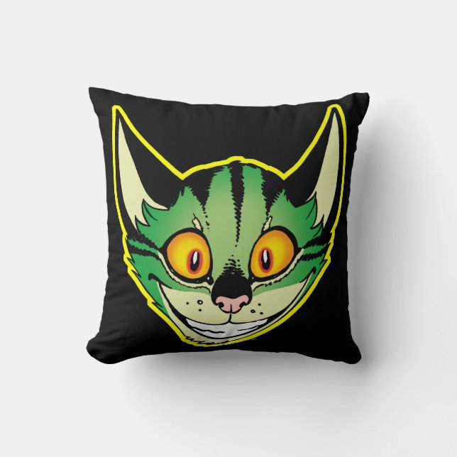 Fluorescerende Cartoon Kat Kussen (Voorkant)
