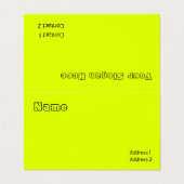 fluorescerende gele vaste kleur visitekaartje (Buitenkant ongevouwen)