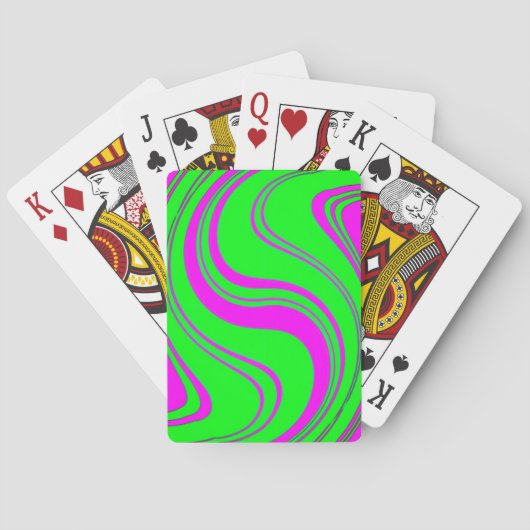 fluorescerende golven modern patroon pokerkaarten (Achterkant)