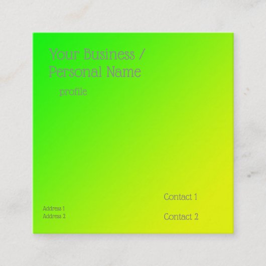 fluorescerende groene gradiënt vierkante visitekaartje (Voorkant)
