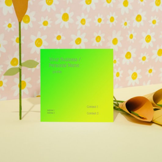 fluorescerende groene gradiënt vierkante visitekaartje