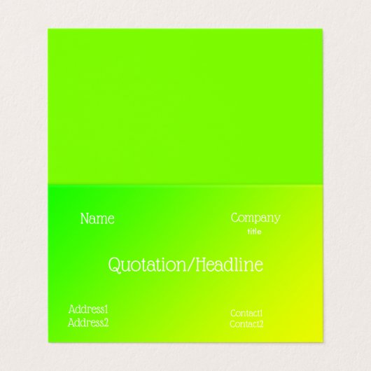 fluorescerende groene gradiënt visitekaartje (Buitenkant ongevouwen)