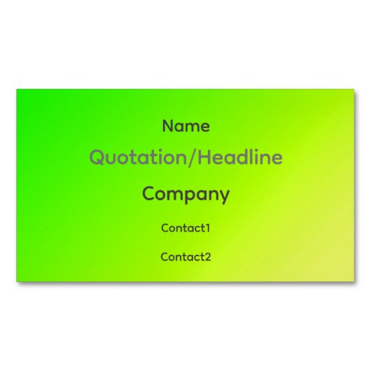 fluorescerende groene ombre magnetisch visitekaartje (Voorkant)