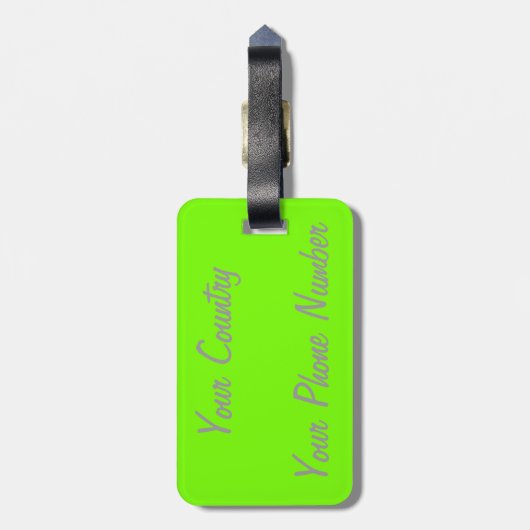fluorescerende groene vaste kleur bagagelabel (Achterkant verticaal)