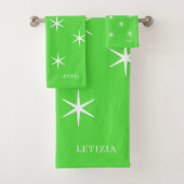 Fluorescerende groene witte sprankelingen bad handdoek (Insitu)