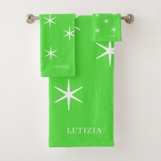 Fluorescerende groene witte sprankelingen bad handdoek (Insitu)