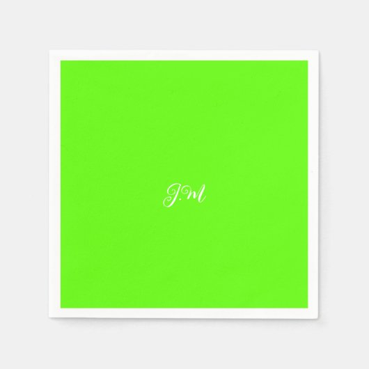Fluorescerende neon groene effen kleur initialen n servet (Voorkant)