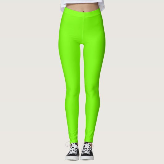 Fluorescerende neon lime groene yoga leggings (Voorkant)