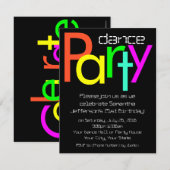 Fluorescerende neonlichten Dance Party uitnodiging (Voorkant / Achterkant)