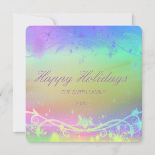 Fluorescerende paarse Kerstachtergrond Vakantie Au Feestdagenkaart (Voorkant)