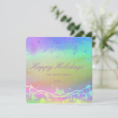 Fluorescerende paarse Kerstachtergrond Vakantie Au Feestdagenkaart (Staand voorkant)