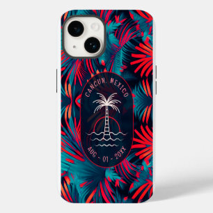 Fluorescerende Tropische Aquarel Palmbladeren Naam iPhone 14 Hoesje