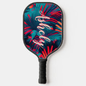 Fluorescerende tropische Waterverf palmbladeren na Pickleball Paddle (Achterkant)