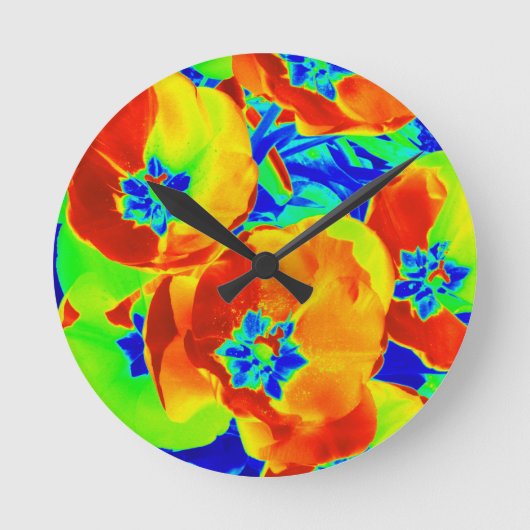 fluorescerende tulpen ronde klok (Voorkant)