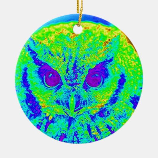 fluorescerende uil keramisch ornament (Voorkant)