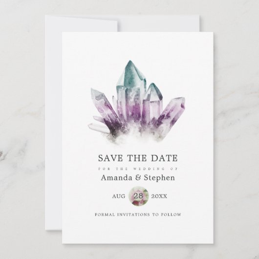 Fluoriet Crystals die de datum opslaan Save The Date (Voorkant)