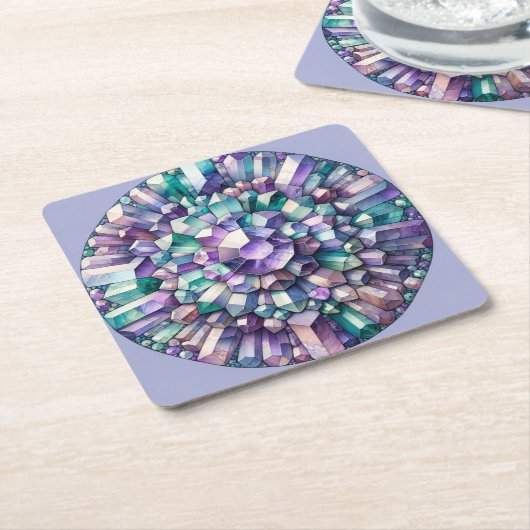 Fluoriet Edelsteen Onderzetter Set (Schuin)