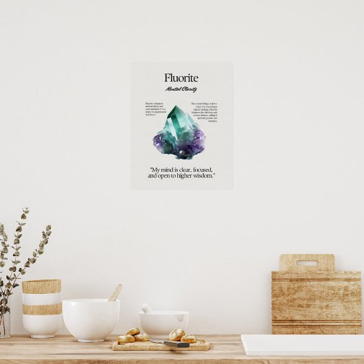 Fluoriet Gem Crystal Betekenis Kaart Poster (Keuken)