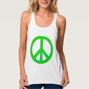 Fluoro Green Peace Symbol for World Peace Tanktop