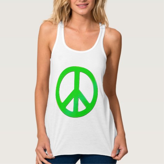 Fluoro Green Peace Symbol for World Peace Tanktop (Voorkant)