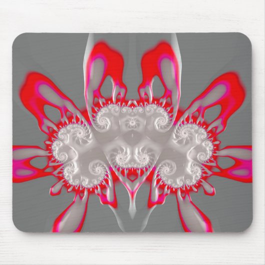 ~ FLUORO PINK RED GRAY WHITE ~ Fractal ~Original ~ Muismat (Voorkant)