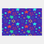 Fluoroscent Bright Stars Stripes en Stippen Fun Inpakpapier Vel (Voorkant 2)