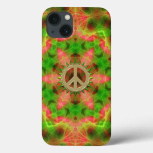 Fluro Hexagon Gold Peace Sign-draagtas iPhone 13 Hoesje