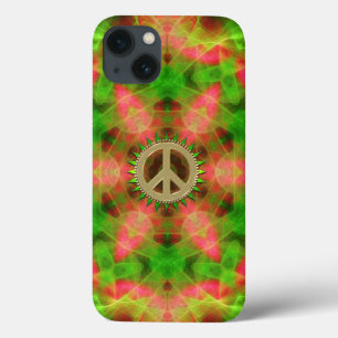 Fluro Hexagon Gold Peace Sign iPad Air-draagtas iPhone 13 Hoesje