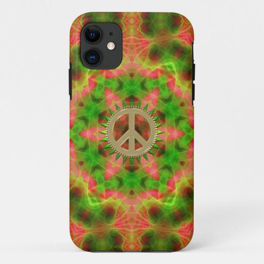 Fluro Hexagon Gold Peace Sign iPhone 5 Hoesje (Achterkant)