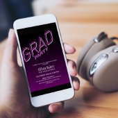 Fluro Roze Afstudeerder Feestuitnodiging Kaart