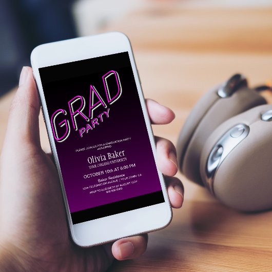 Fluro Roze Afstudeerder Feestuitnodiging Kaart