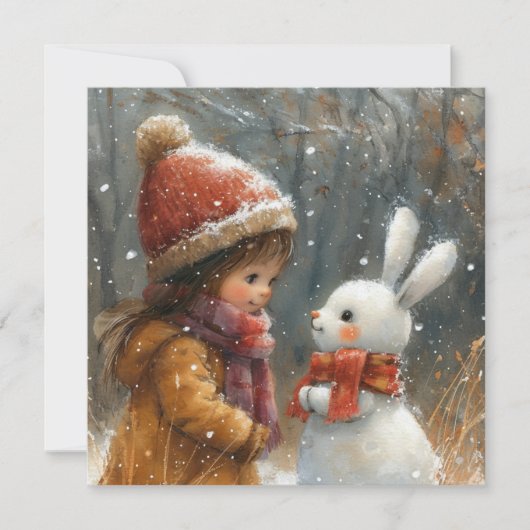 Flurry Friends: Frolicking Bunnies ❄️ digitaal Feestdagenkaart (Voorkant)