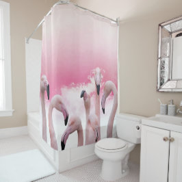 Flurry van roze flamingo's douchegordijn