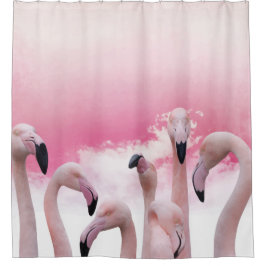 Flurry van roze flamingo's douchegordijn