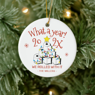 Flush 2024 Vaarwel: Grappig toiletpapier Kerst Keramisch Ornament