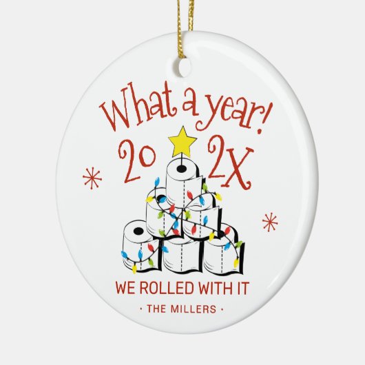 Flush 2024 Vaarwel: Grappig toiletpapier Kerst Keramisch Ornament (Links)