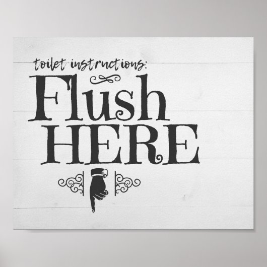 Flush Toilet Funny Bathroom Sign Wall Art Poster (Voorkant)