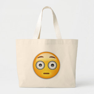 Flushing Face Emoji Grote Tote Bag