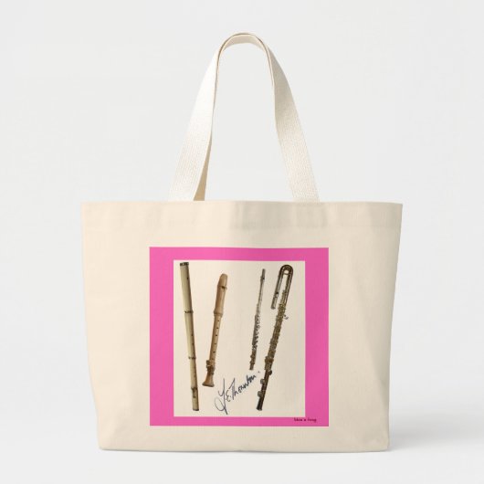 Flute and Recorder Music Bag Grote Tote Bag (Voorkant)