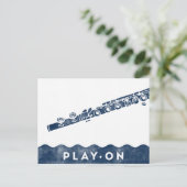Flute Briefkaart -  Retro Navy Blue White (Staand voorkant)