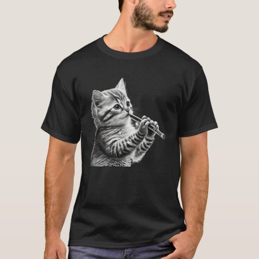 Flute Cat 1 T-shirt (Voorkant)