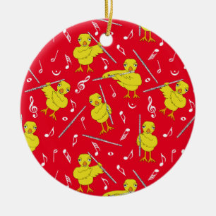 Flute Chick Flutes Muzieknoten keramisch Ornament