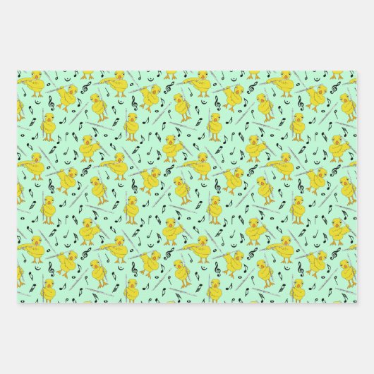 Flute Chick Flutes Wrapping Paper Sheets (Voorkant 3)